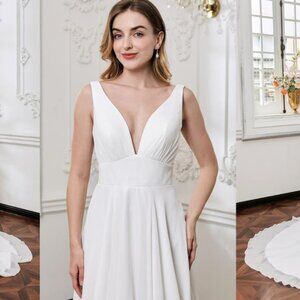 Darius Cordell - WT4856 - sleeveless v-neck mikado satin wedding gown